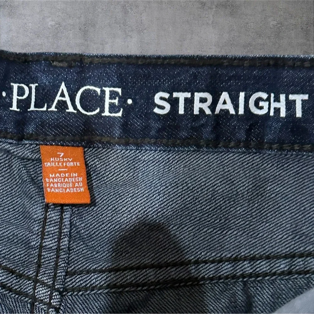 Childrens Place Boys Straight Fit Denim Jeans 7 Husky Blue Wash Adjustable Waist